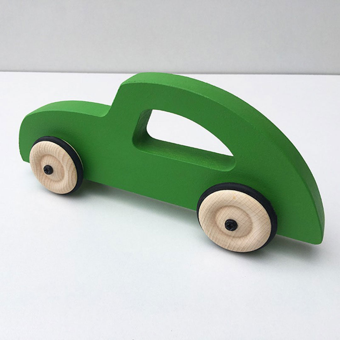 Friendly Toys : Jouet en bois voiture de course vintage verte
