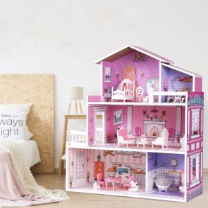 Maison Poupée en Bois Rose