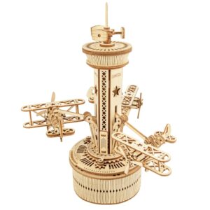 Boîte à musique puzzle 3D manège avec petits avions
