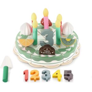 Cuisine en Bois Jouet de Style Gâteau d’Anniversaire avec Bougies