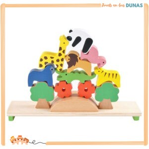 Jeu d'Équilibre en Bois Animaux de la Savane