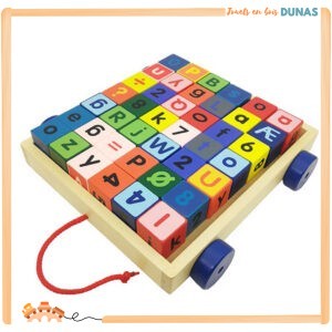 Jeu de Construction en Bois Avec Chariot