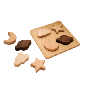 Jeu d’inspiration Montessori de réflexion avec étoiles, nuages et lune