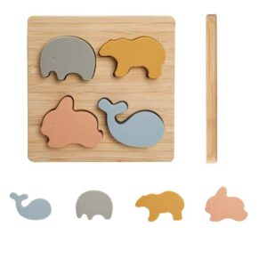 Jouet d’inspiration Montessori formes animales en bois